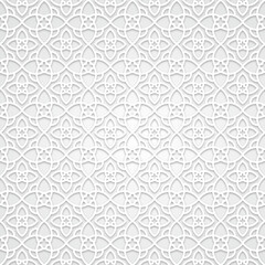 Islamic Ornament. Seamless White Geometric Islamic Pattern Background. 