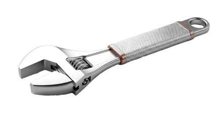 Obraz premium A shiny adjustable wrench on a black background for DIY projects