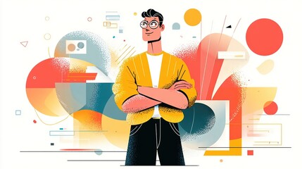 A confident digital visionary man with arms crossed