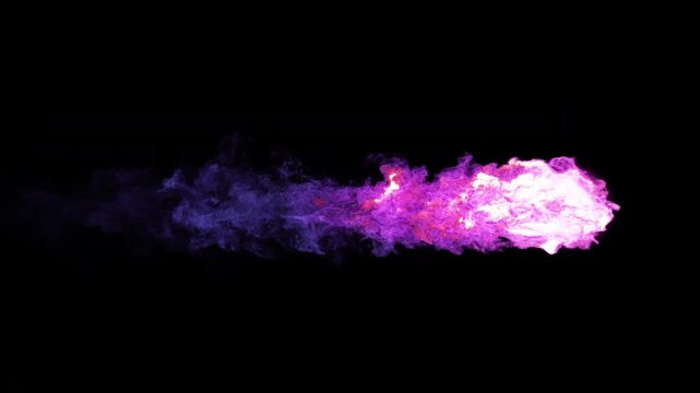 Magic missile with purple flames - magic meteor - VFX element - 60 fps, 4K Pro Res with mask pass