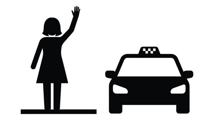 Woman hailing a taxi on the street © SILHUETTECHEMBER