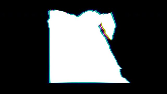Egypt white and chromatic abstract map pop animation black background