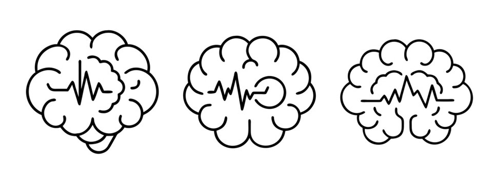 Brain wave eeg illustration for medical science and healthcare concept with line art style
