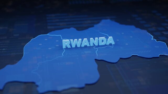 Rwanda Map Futuristic Digital Background