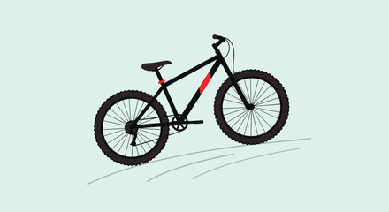 Naklejka premium A black mountain bike with red accents on a light green background showcasing its sleek design and sporty features, Generative AI.