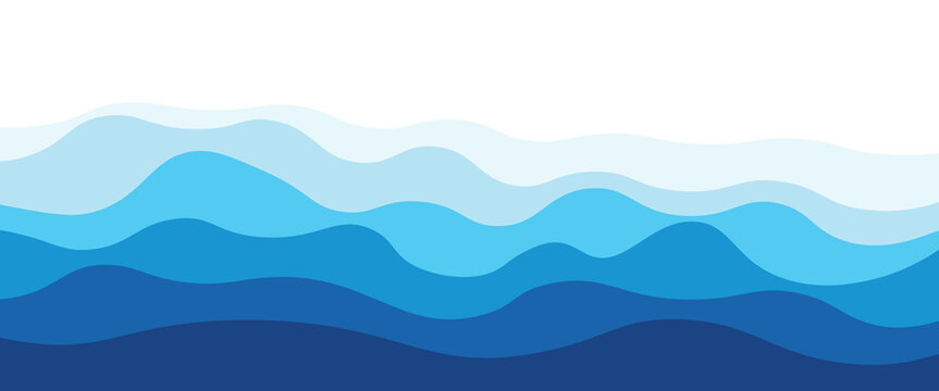 Sea waves layered vector background illustration and sea beach vector illustration.