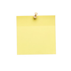 A yellow sticky note with a thumbtack isolated on transparent background. Png