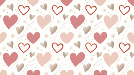 Fototapeta premium Valentine Romantic Heart Pattern – Love Seamless Illustration