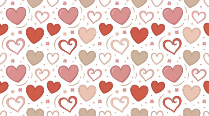 Fototapeta premium Romantic Love Pattern – Hearts Seamless Valentine Vector.