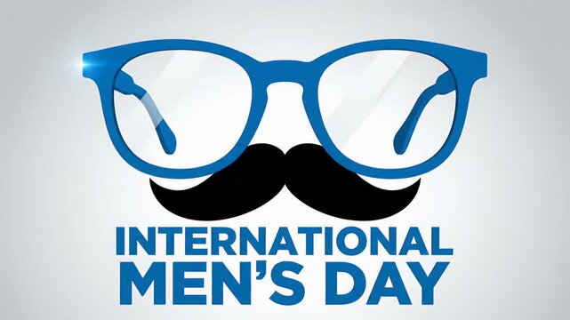 Blue glasses and mustache icon for International Men's Day