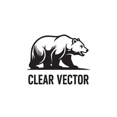 Obraz premium A black silhouette illustration of a bear logo walking on a plain background