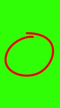 Vertical Red Scribble Circle Green Screen