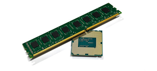 CPU and RAM for computers. Technological concepts.