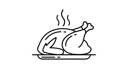 Delicious roasted chicken emitting steam on a dinner plate isolated on transparent background, Vector