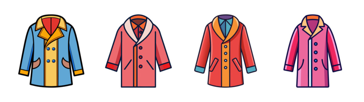 Colorful winter coats fashion illustration trendy outerwear stylish long coats for cold weather days