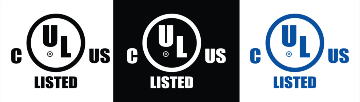 icon of Underwriters Laboratories (UL), symbol for extensive product testing analysis, vector illustration set eps 10