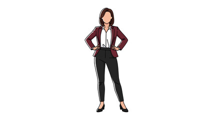Confident Professional Pose: A poised businesswoman exudes confidence and authority, her hands resting on her hips as she stands tall. © azizunnahar