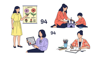Fototapeta premium Education, Creative Moments: A series of illustrations capturing moments of education and creative expression, offering a glimpse into the joy of learning and artistic exploration.
