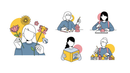 Harmony of Crafts and Minds: A curated collection of individuals immersed in the delightful pursuit of artistic creation and intellectual enrichment.