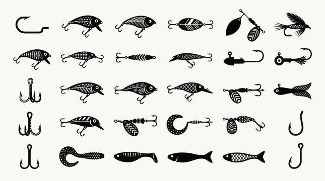 Collection of Fishing Lures and Hooks for Angling Adventures.