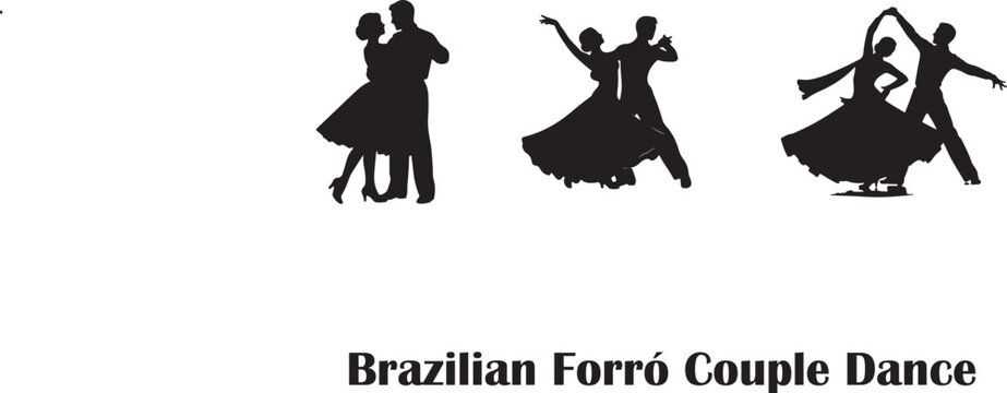Brazilian Forr&oacute; Couple Dance Silhouettes and Cultural Typography