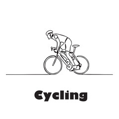 Obraz premium Continuous Line Drawing of a Cyclist with Cycling Typography
