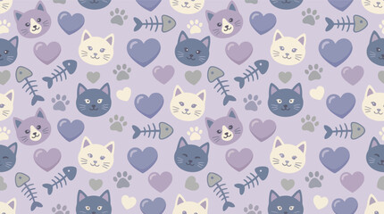 Cute cartoon cat faces pattern.