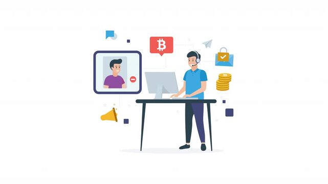 Minimal flat vector money transfer animation with smooth modern motion and clean design. Financial exchange concept ideal for banking, digital payment, investment, fintech, business growth, online.