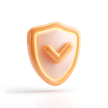 Glowing Orange Shield with Checkmark.