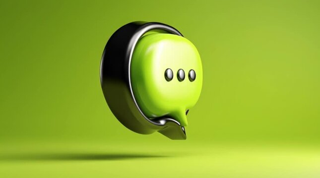 3D Chat Bubble Icon - Green Speech Bubble Message Notification Symbol