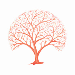 Abstract Coral Branch Illustration with Intertwining Geometric Lines and Modern Graphic Design Elements