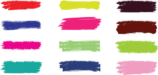 Vibrant color  brash swatches on white background for art and design