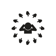 Obraz premium Social bullying icons or relational bullying silhouette illustrations are designed to visualize covert actions aimed at damaging a person's reputation, social relationships, or psychological well-bein