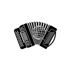 Black and white accordion instrument.