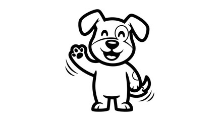 Obraz premium Cartoon Dog Holding Tennis Ball.