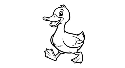 Fototapeta premium Cartoon Duck Running with Joyful Expression.
