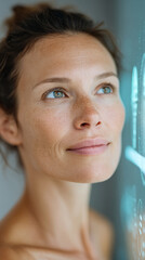 Naklejka premium Advanced ai in cosmetology and skin diagnosis technology vertical concept