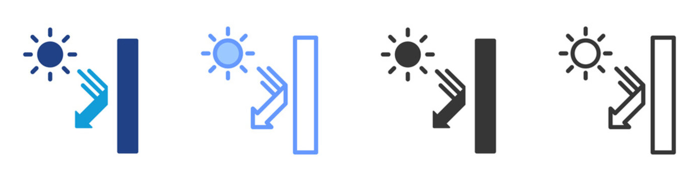 Low Emission Glass icon set multiple style collection