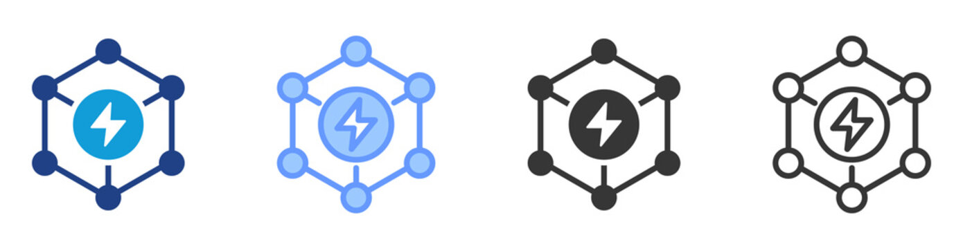 Energy Modeling icon set multiple style collection