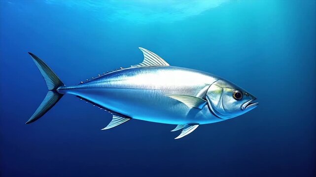 Blue Fish in Deep Ocean Water