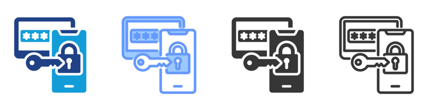 Device Authentication icon set multiple style collection