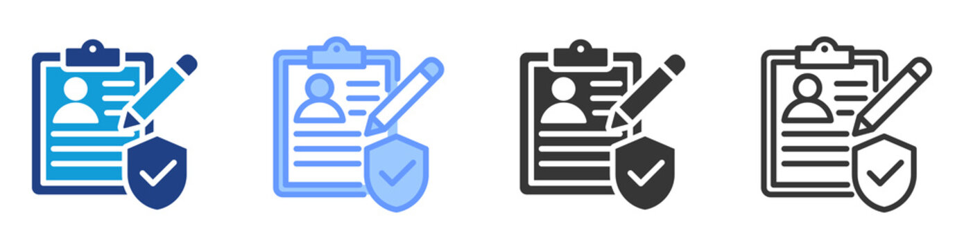 User Consent icon set multiple style collection
