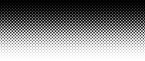 Fototapeta premium Square pixel halftone gradient texture. Fading checkered gradation wallpaper. Abstract vanishing comic pop art backdrop. Black and white squared dot background. Vector repeated raster effect overlay