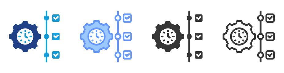 Project Timeline icon set multiple style collection