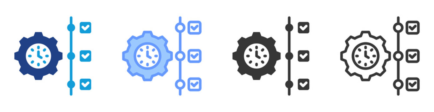 Project Timeline icon set multiple style collection