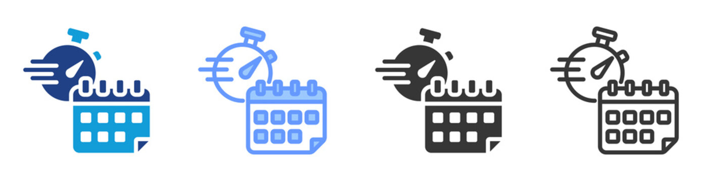 Shorter Schedule icon set multiple style collection