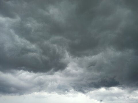 Close-up of dark clouds in the sky.