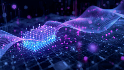 分散台帳とデータベースの関係を示すブロックチェーン背景でセキュリティ案件に対応