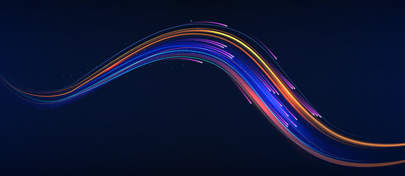 Circular waves, different colors. Technical elements formed in the shape of a circle. Abstract circular waves.