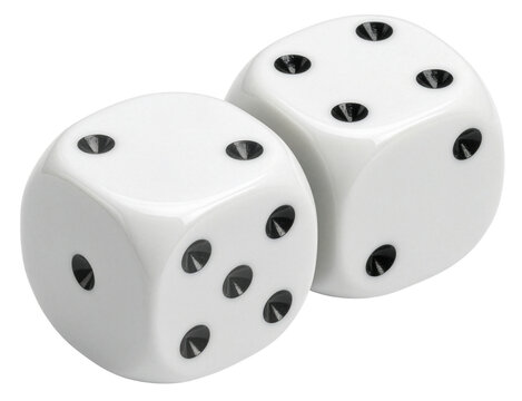 two white dices isolated on white background